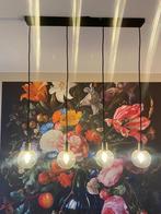 Hanglamp met 4 glazen bollen en peertjes - Zo goed als nieuw, Ophalen, Zo goed als nieuw, Glas, 75 cm of meer