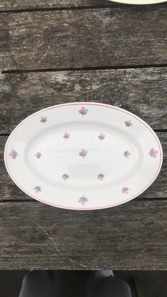 Oude, Franse schaal met bloemetjes, Antiek en Kunst, Antiek | Servies los, Ophalen of Verzenden
