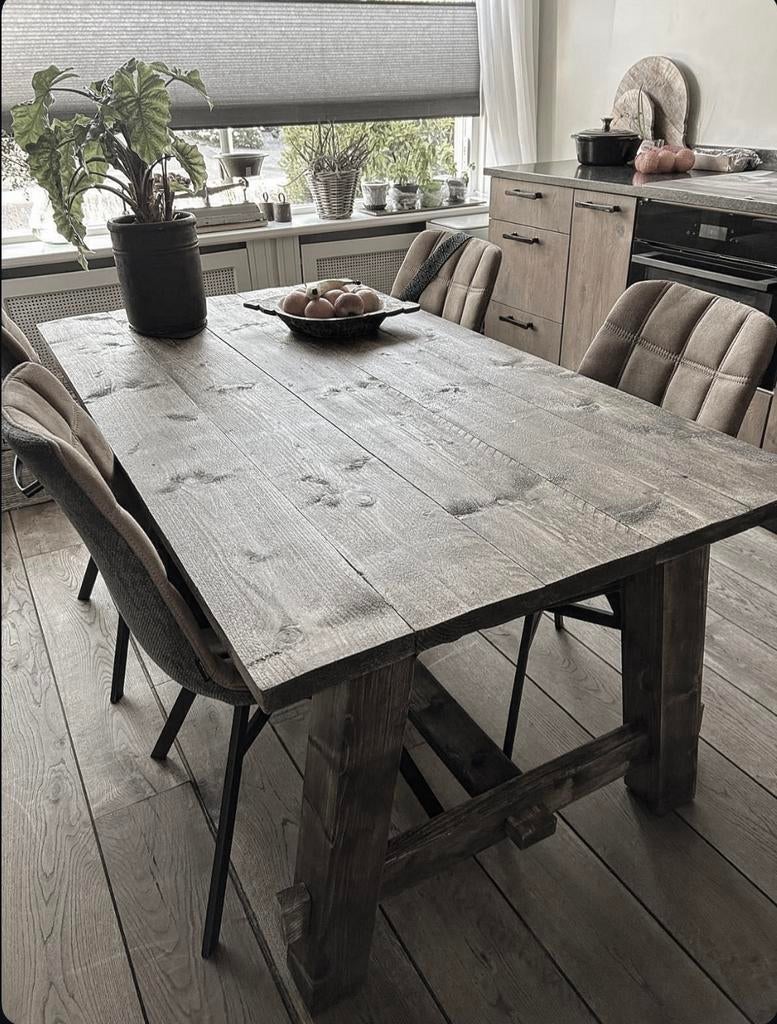 ~Stoer Sober Landelijk Houten Kloostertafel/Eethoektafel~, Ophalen of Verzenden, Zo goed als nieuw