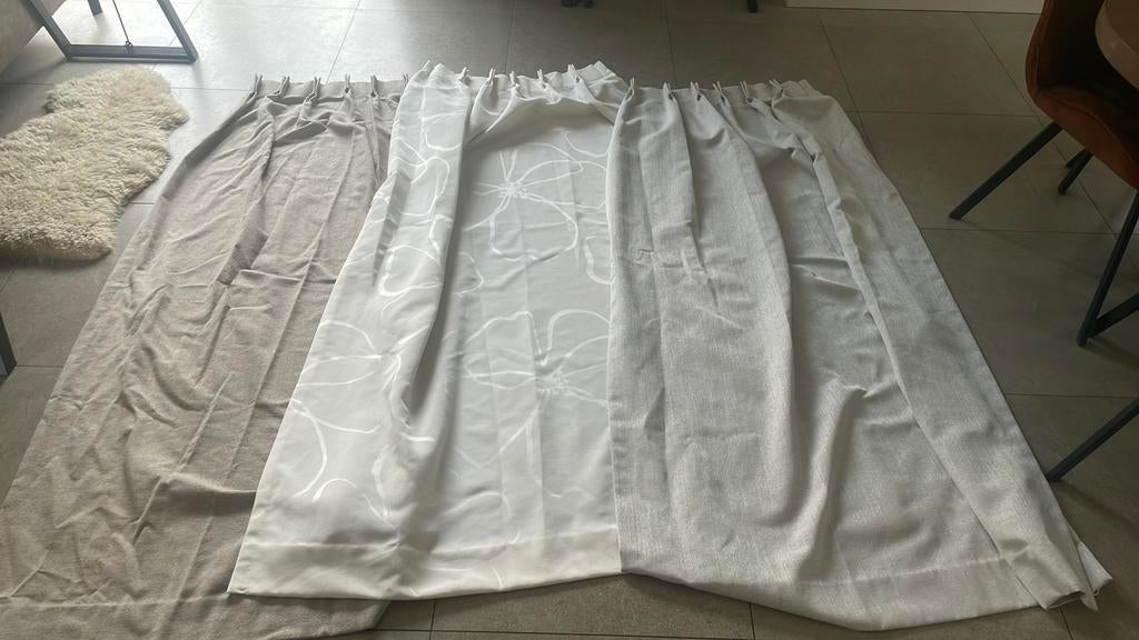 3 verschillende nieuwe complete gordijnen 66 x 1,92, Crème, Nieuw, 150 tot 200 cm, 50 tot 100 cm