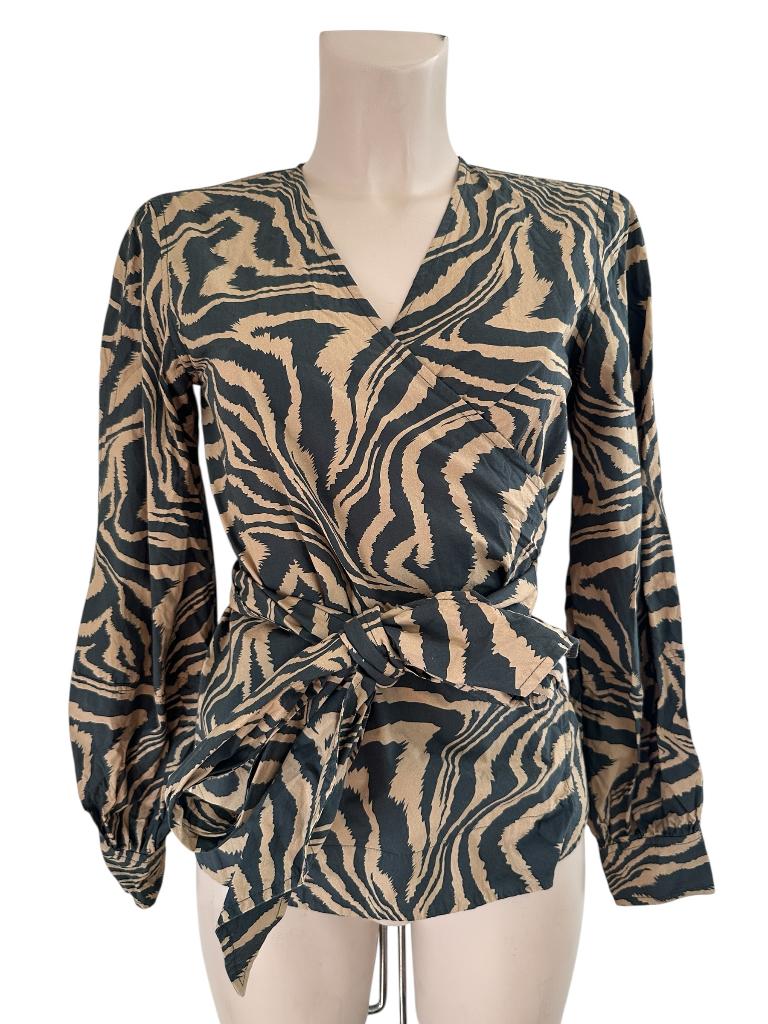 Ganni shirt lange mouw S, Kleding | Dames, T-shirts, Maat 38/40 (M), Verzenden, Zwart, Zo goed als nieuw