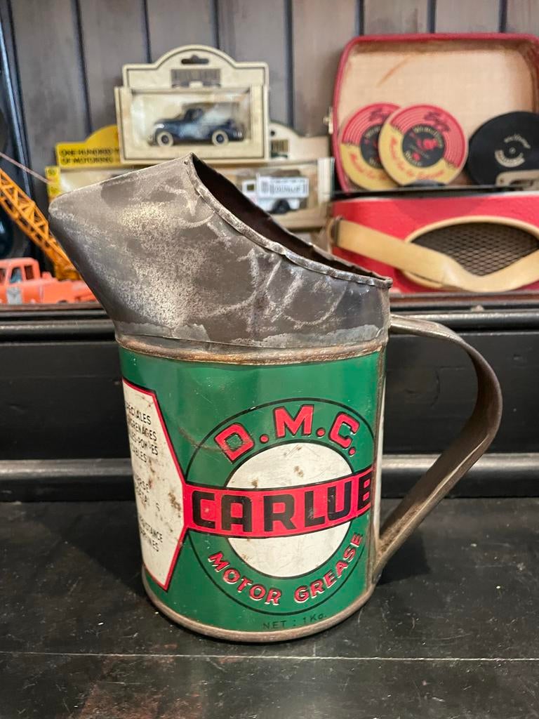 DMC Carlube olie schenkkan, origineel en oud, Verzamelen, Merken en Reclamevoorwerpen, Ophalen of Verzenden, Gebruikt