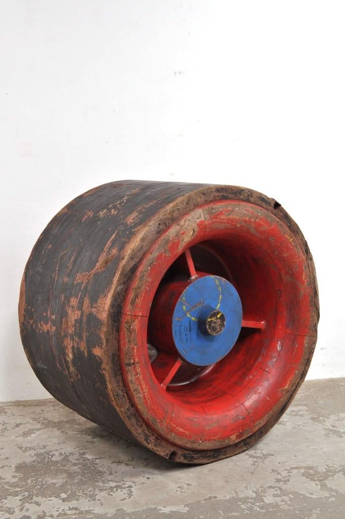 Oude houten mal straalmotor tafel glasplaat facet EYECATCHER, Ophalen of Verzenden, Gebruikt