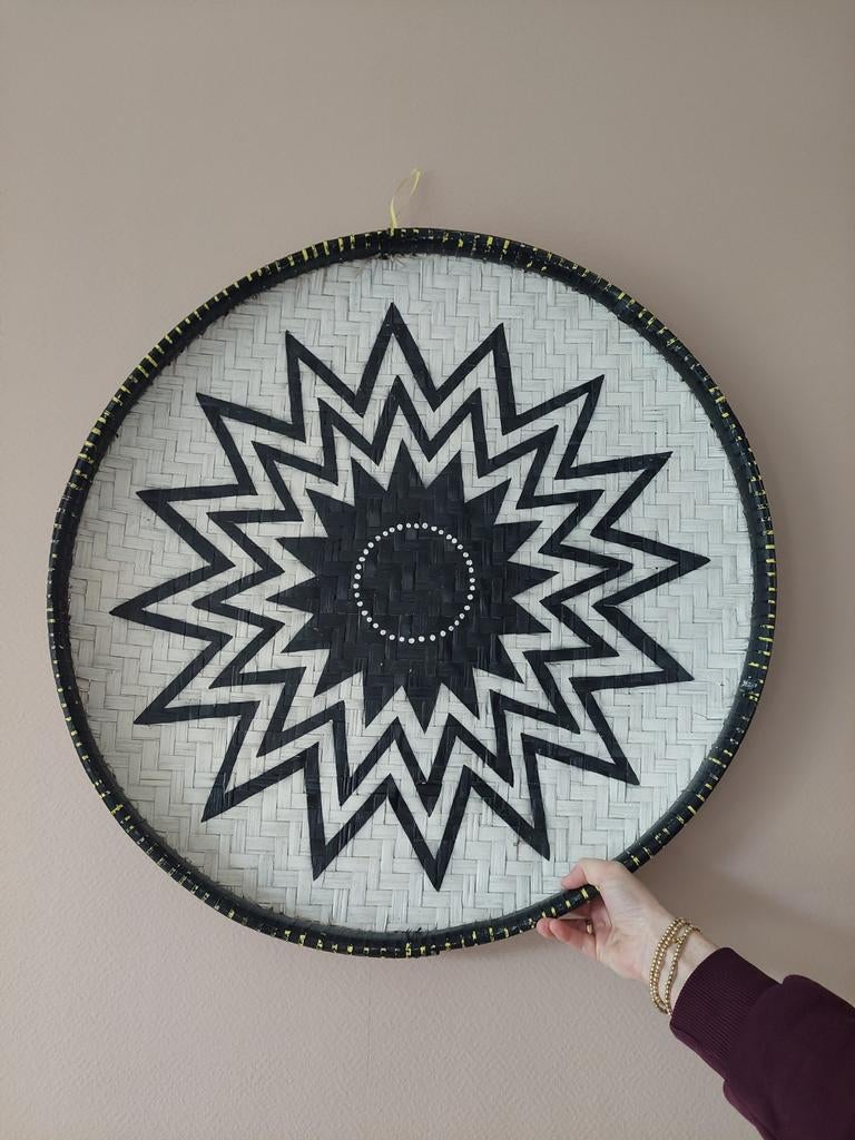 Rotan schaal voor aan de wand - Zwart/Wit decoratie, Ophalen, Gebruikt
