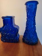 karaf vaas kobalt blauw glas Skruf Glasbruk Lars Hellsten, Ophalen of Verzenden