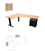 Hoekbureau Havanna met ladeblok - 200x160 cm, Huis en Inrichting, Bureaus, Ophalen, Met wielen, Gebruikt, Bureau