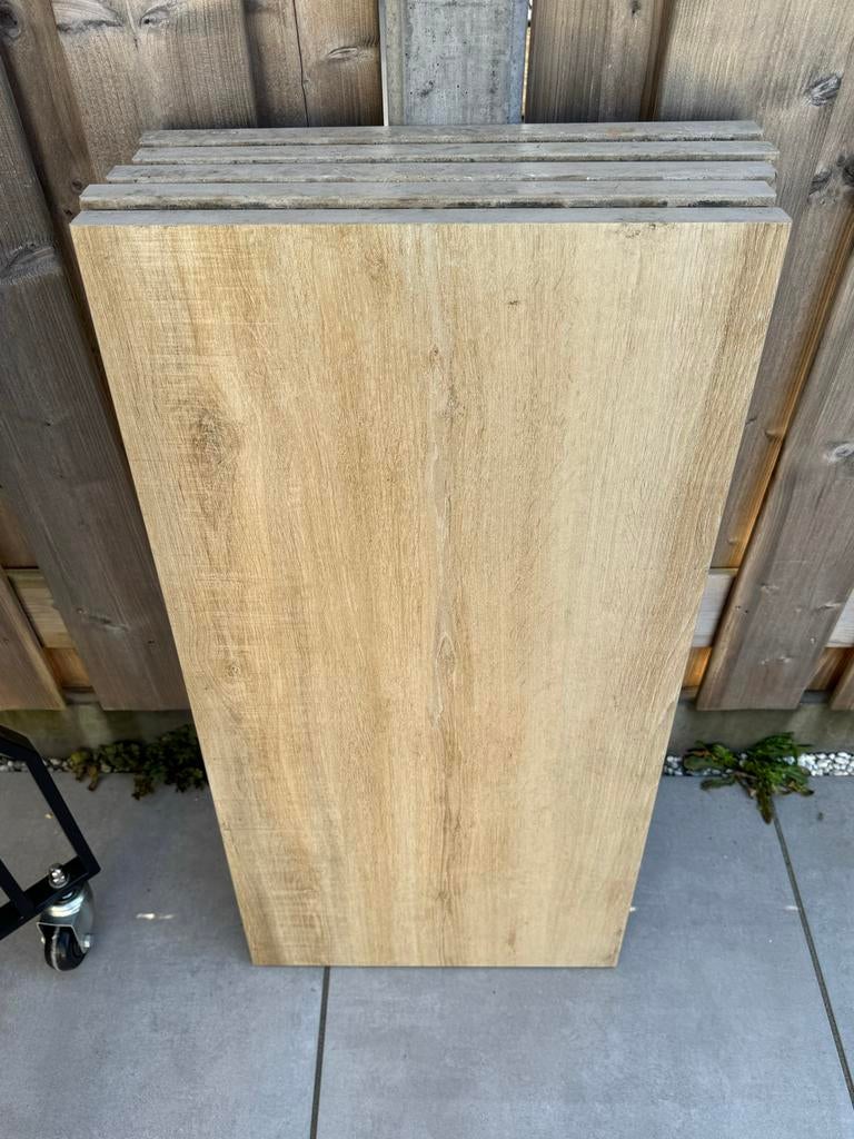 Houtlook staptegels 90x45, Ophalen, Gebruikt, Keramiek, Minder dan 5 m²