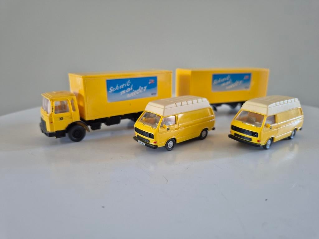 Wiking H0 1:87 Deutsche Bundespost Set: MAN & 2x VW T3, Ophalen of Verzenden, Zo goed als nieuw, Bus of Vrachtwagen, Wiking