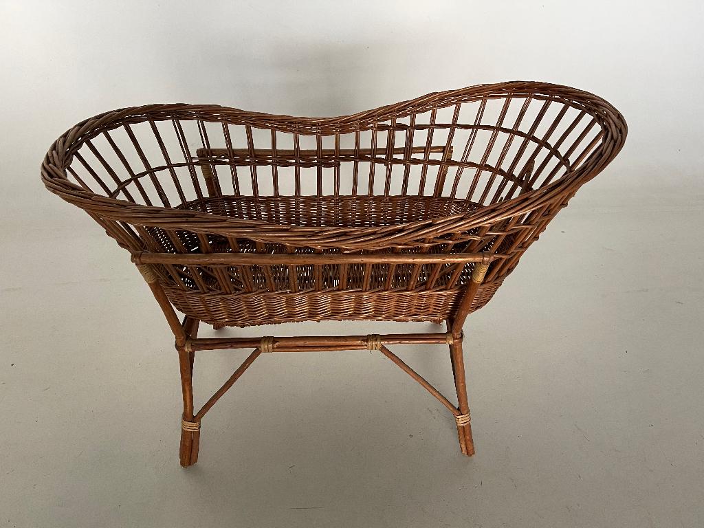 Vintage Rotan wieg jaren 70, Ophalen of Verzenden, Gebruikt, Wieg