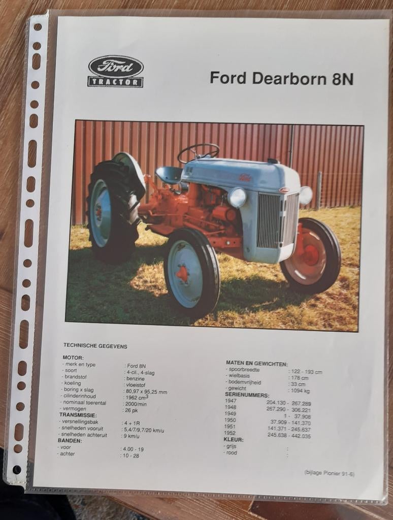 FORD DEARBORN 8N.FOLDER., Ophalen of Verzenden, Nieuw