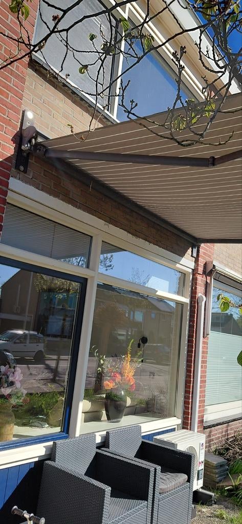 Knikarm zonnescherm, Gebruikt, Ophalen of Verzenden, 150 tot 300 cm, 250 cm tot 450 cm