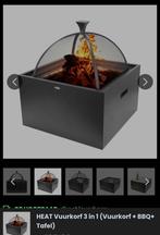 HEAT Vuukorf 3 in 1 (Vuurkorf + BBQ + Tafel), Ophalen, Zo goed als nieuw