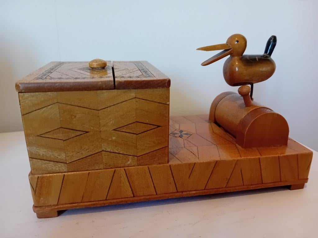 Vintage houten sigarettenhouder / pikker, Antiek en Kunst, Ophalen of Verzenden