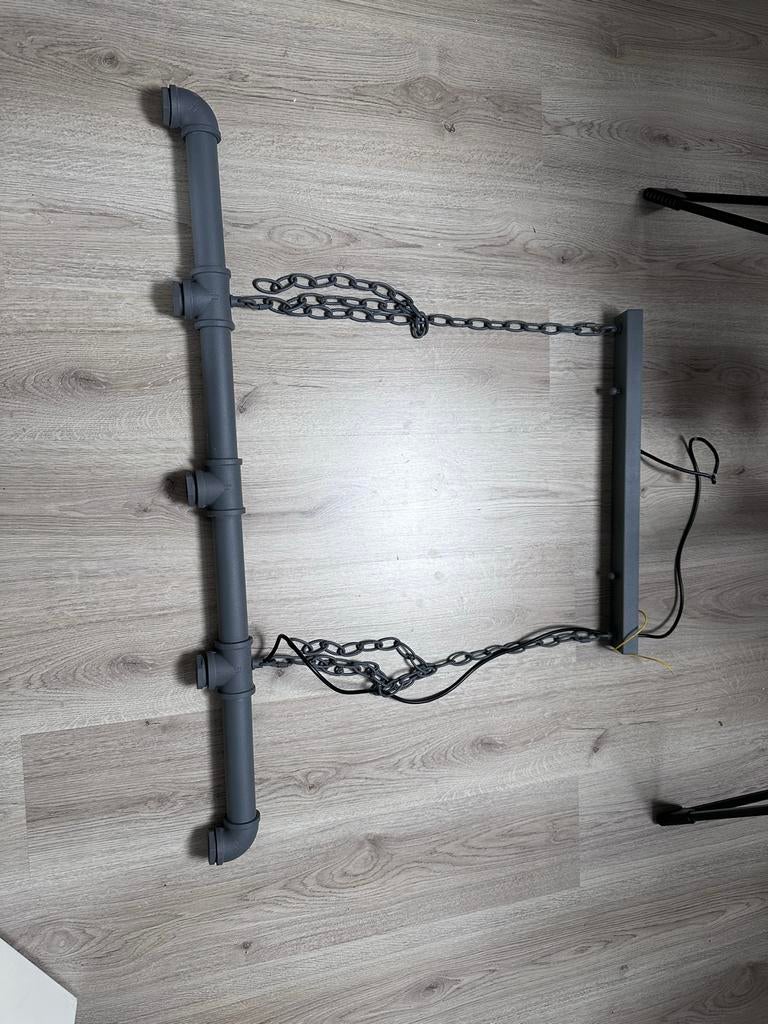 Industriële hanglamp antraciet, Huis en Inrichting, Lampen | Hanglampen, Ophalen, Zo goed als nieuw, Metaal, 50 tot 75 cm