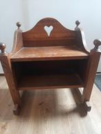 Oud bijzettafeltje donker eiken, Minder dan 55 cm, Gebruikt, Rechthoekig, Hout