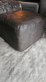 Bruine leren vintage poef, Ophalen, Vierkant, Minder dan 50 cm, Minder dan 50 cm