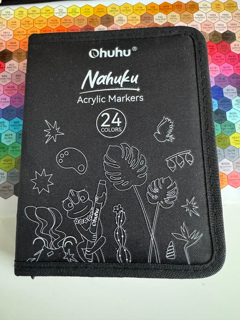 Ohuhu Nahuku acrylstiften 24 stuks, Hobby en Vrije tijd, Tekenen, Ophalen of Verzenden, Zo goed als nieuw, Potlood of Stift