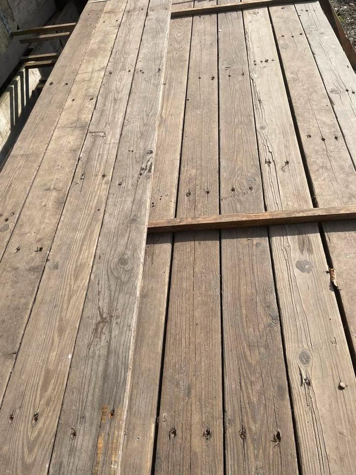 85 m2 oude planken, Tuin en Terras, Tuintafels, Zo goed als nieuw, Rechthoekig, Hout, Ophalen