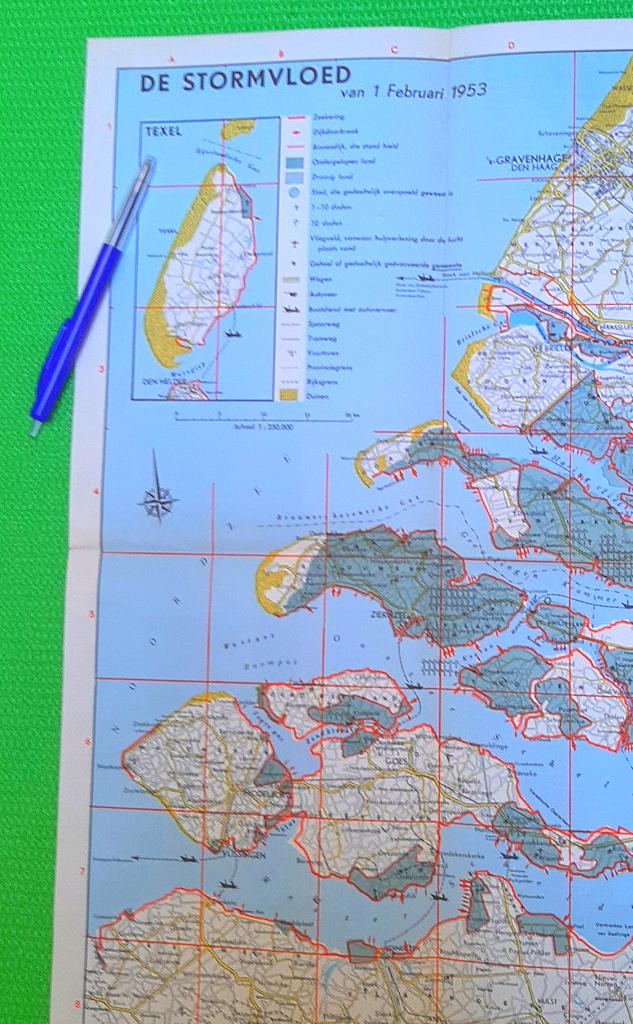 Landkaart -> Bijlage bij De Ramp 1953 - Kaart zónder 't boek, Boeken, Geschiedenis | Vaderland, 20e eeuw of later, Nieuw, Ophalen of Verzenden