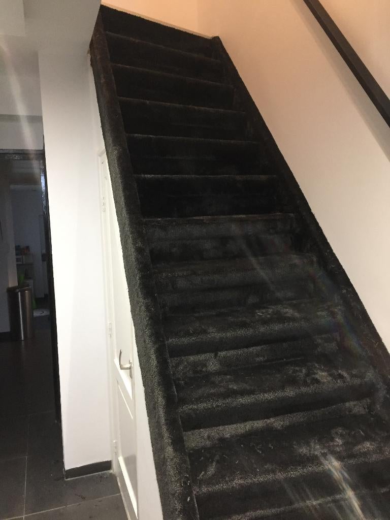 trap gestoffeerd met hoogpolig tapijt, Huis en Inrichting, Stoffering | Vloerbedekking, Ophalen, Hoogpolig Tapijt, Crème, 75 m² of meer