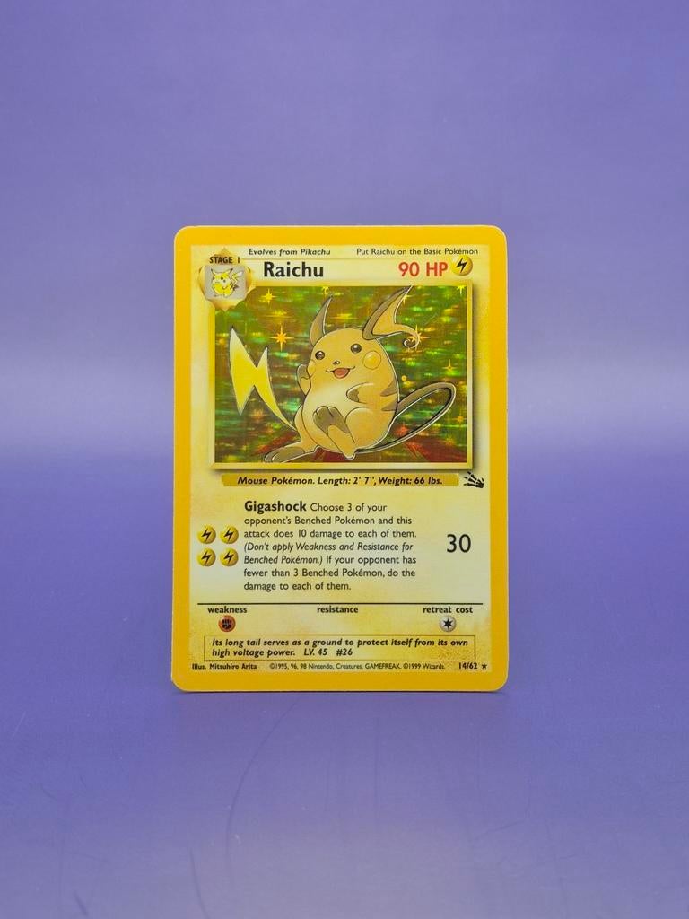 Raichu - Fossil 14/62, Ophalen of Verzenden, Zo goed als nieuw, Losse kaart, Foil