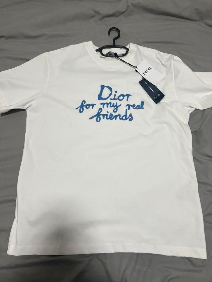 Dior T-shirt "for my real friends" - Wit met blauwe opdruk, Kleding | Heren, T-shirts, Zo goed als nieuw, Wit, Ophalen of Verzenden