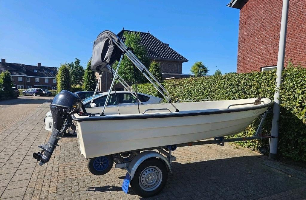 4.20 boot met 9.8 pk Tohatsu incl zgan trailer, Watersport en Boten, Sloepen, Zo goed als nieuw, Tot 10 pk, 3 tot 6 meter, Buitenboordmotor