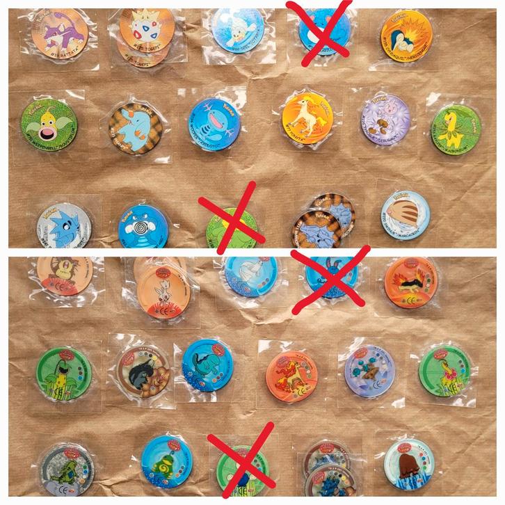 14 nr 's nog van de serie Surprise Pokémon flippo 1 t/m 45, Verzamelen, Flippo's, Losse flippo's, Adventure, Cheetos 24 Game, Chester Cheetos