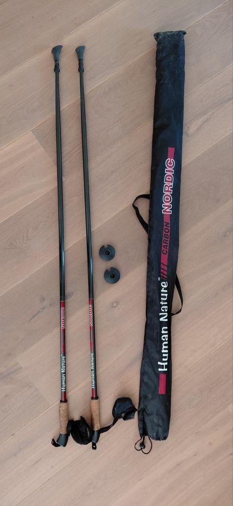 Human Nature Nordic Walking Carbon stokken met hoes, Ophalen, Zo goed als nieuw