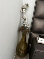 Grote glazen vaas met ribbels, Gebruikt, 50 tot 75 cm, Ophalen of Verzenden, Glas