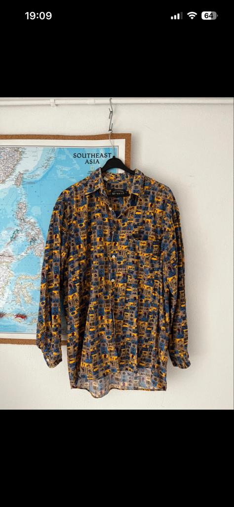 Vintage McNeal Herenshirt - Jaren '90 Geometrische Print, Kleding | Heren, Ophalen of Verzenden, Gedragen, Blauw, Halswijdte 41/42 (L)