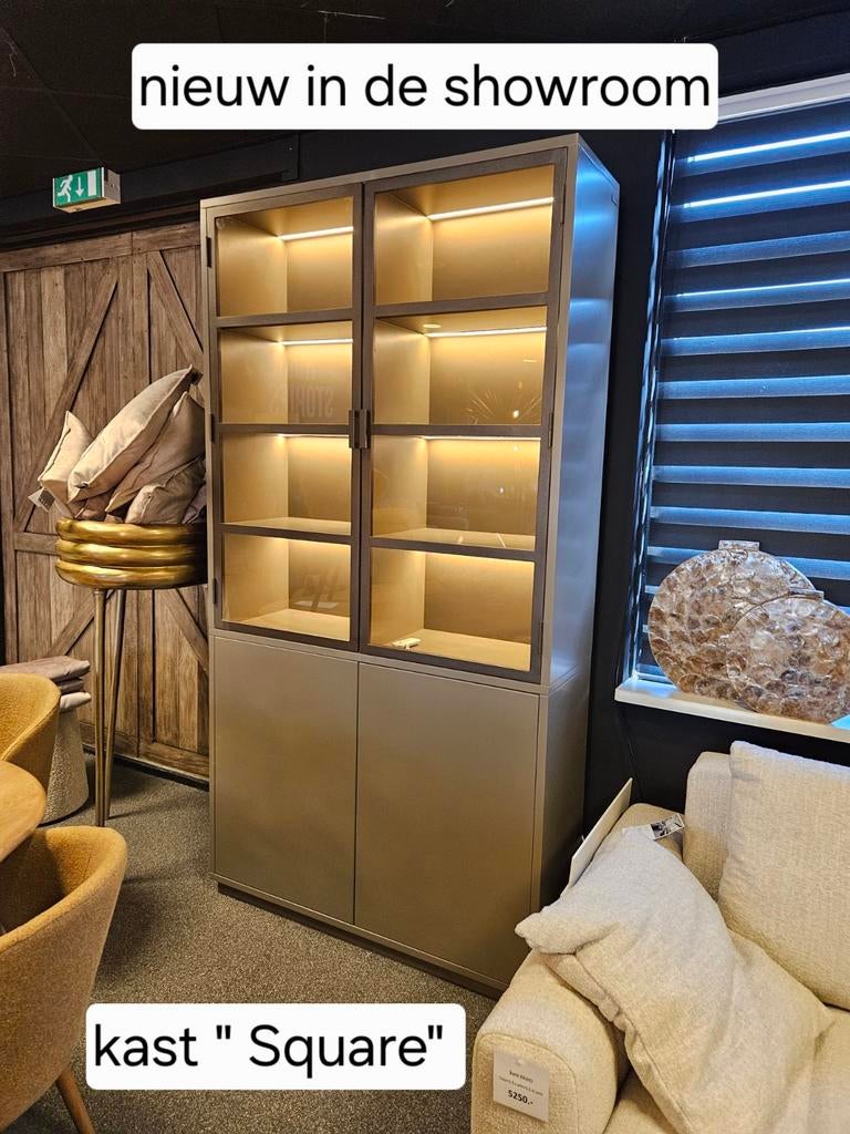 Viterine kast strak verlichting taupe, Ophalen of Verzenden, Nieuw, 25 tot 50 cm, 200 cm of meer