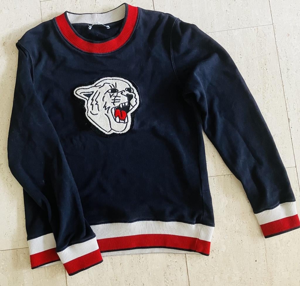 Sandro Paris sweater katoen tijgerkop applicatie donkerblauw, Kleding | Dames, Truien en Vesten, Blauw, Maat 42/44 (L), Sandro