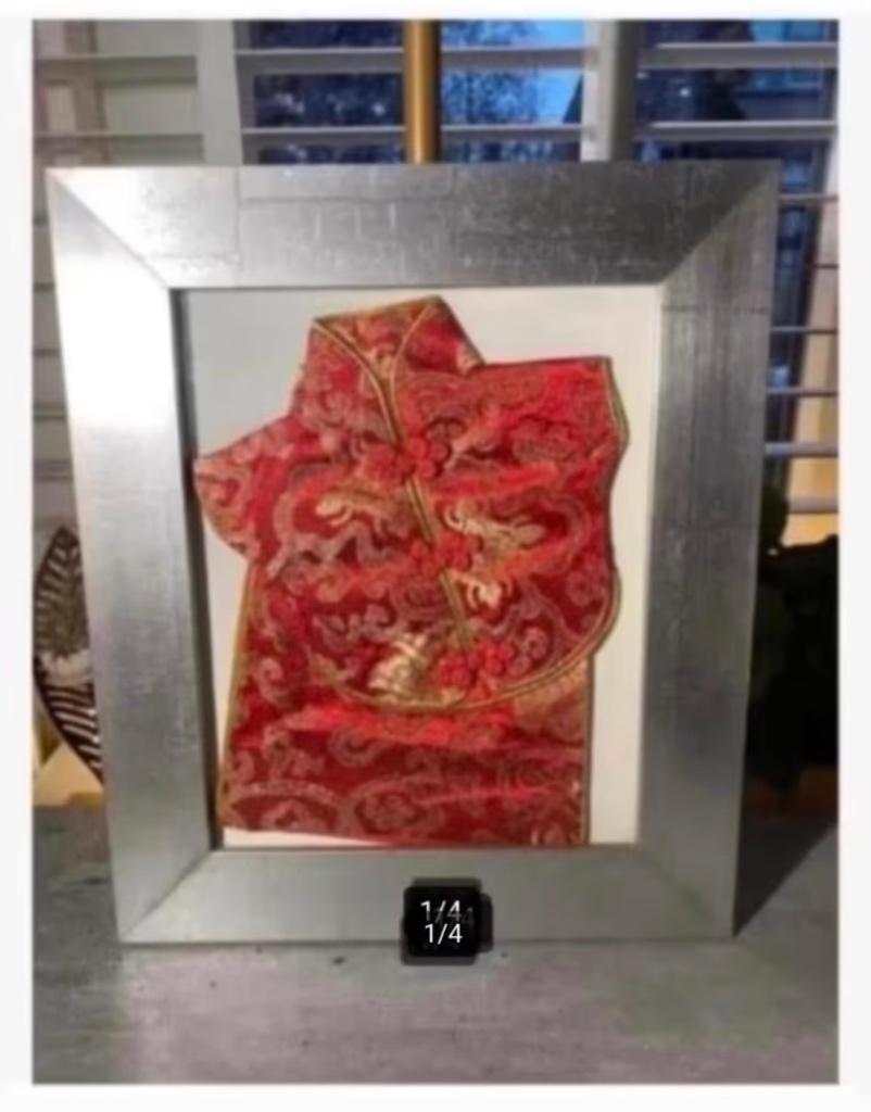 2 x zilverkleurige lijst Chinese Japanse kleding pr.samen, Ophalen of Verzenden