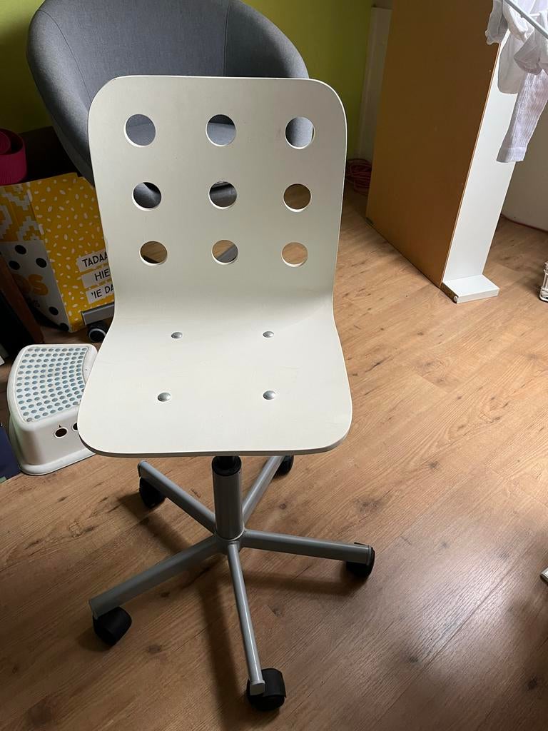 Witte Bureaustoel met Wieltjes, Ophalen, Gebruikt, Wit, Bureaustoel