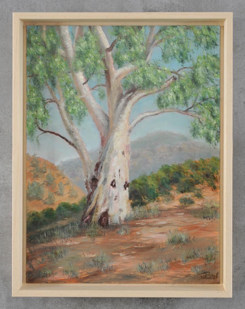 Landschap schilderij met berk 30 x 40, Ophalen of Verzenden