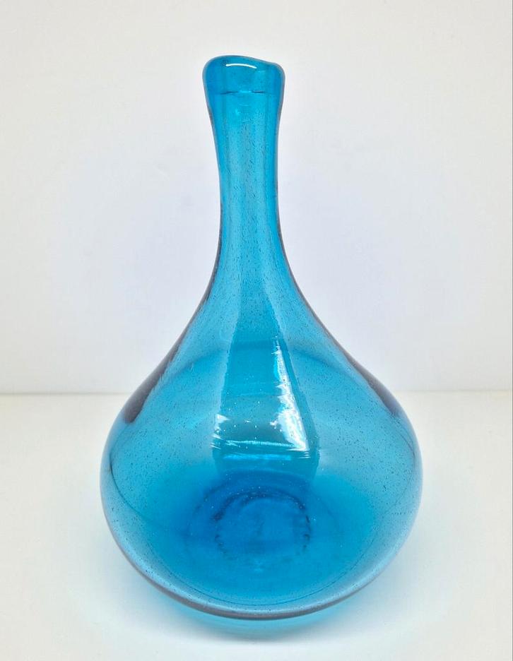 Blauwe druppelvaas Claude Morin Dieulefit, Frankrijk 1970., Antiek en Kunst, Antiek | Glas en Kristal, Ophalen of Verzenden