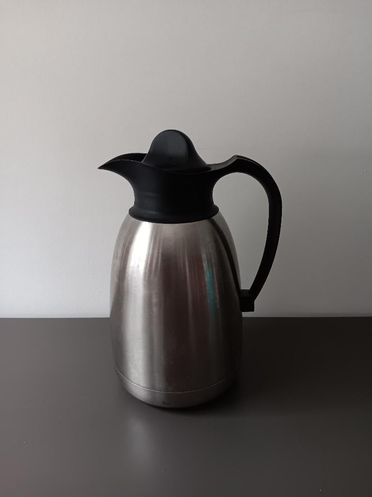 RVS thermoskan zilver met zwart handvat, Huis en Inrichting, Keuken | Keukenbenodigdheden, Ophalen of Verzenden, Gebruikt