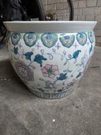Grote Chinese vissenkom met bloemmotief, Antiek en Kunst, Antiek | Keramiek en Aardewerk, Ophalen of Verzenden
