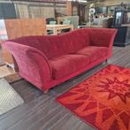 XL Kasteelbank Rode Stof - Comfortabel en Stijlvol, Ophalen, Gebruikt, Driepersoons, 75 tot 100 cm