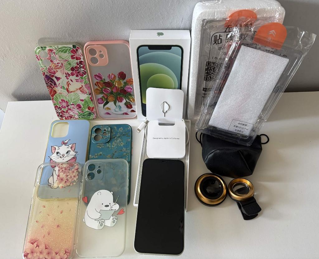 iPhone 12 128 GB Groen met accessoires, Telecommunicatie, Mobiele telefoons | Apple iPhone, Ophalen, 87 %, IPhone 12, Zonder simlock