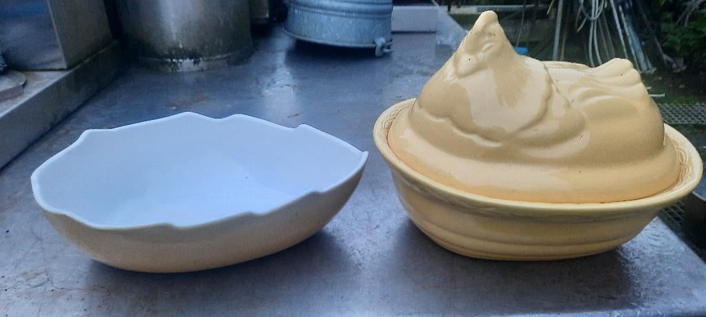 Vintage Eierschaal + Deksel + Losse Schaal, Ophalen of Verzenden