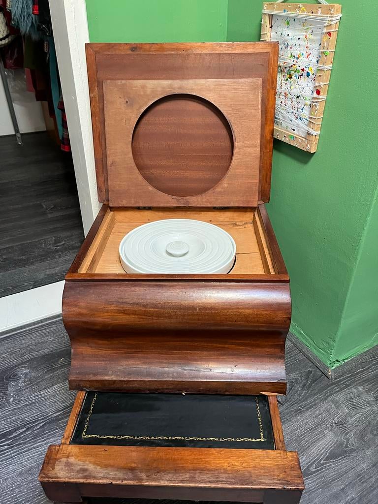 Antieke Mahonie Bedtrap/Toiletstoel po stoel, Antiek en Kunst, Ophalen