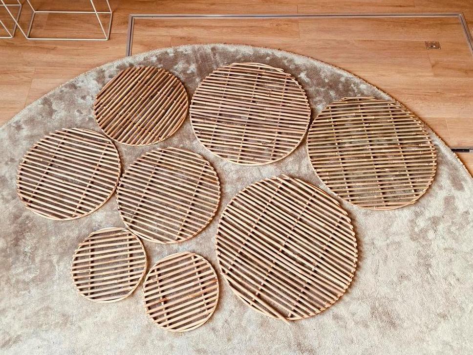 Decoratieve Bamboe Wandcirkels - Set van 8, Ophalen of Verzenden, Zo goed als nieuw