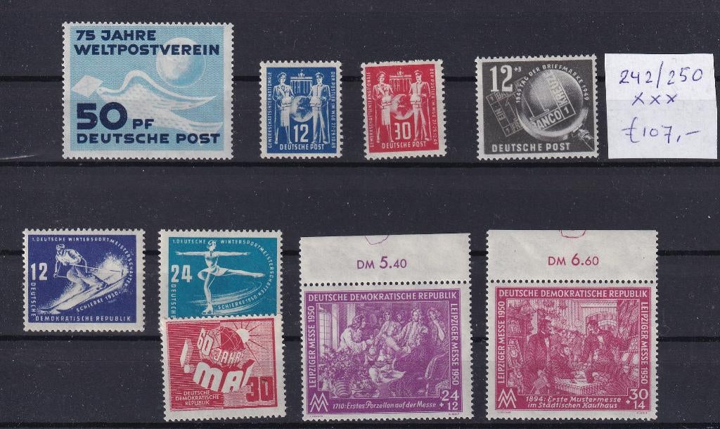 X100) 1949 DDR Mi 242/250 €107 MNH, Verzenden, DDR, Postfris
