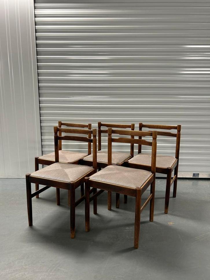 Set van 5 Vintage Scandinavische Eetkamerstoelen, Antiek en Kunst, Antiek | Meubels | Stoelen en Banken, Ophalen