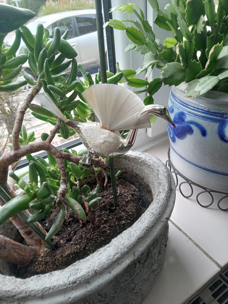 prachtige antieke glazen zwaan op clip glasvezel vleugel, Diversen, Kerst, Ophalen of Verzenden, Gebruikt