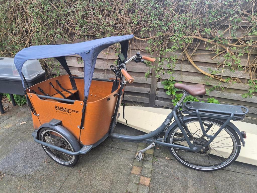 Babboe E-Curve bakfiets met extra zonnedak en regentent., 4 kinderen of meer, Gebruikt, Elektrisch, Ophalen