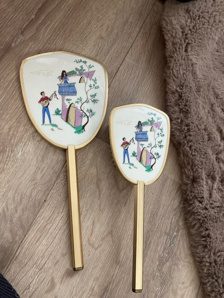 Vintage spiegel en borstel set, Ophalen of Verzenden