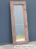 Spiegel 139x57 - robuuste geborstelde oude wagonplanken, Ophalen, 100 tot 150 cm, Nieuw, Rechthoekig